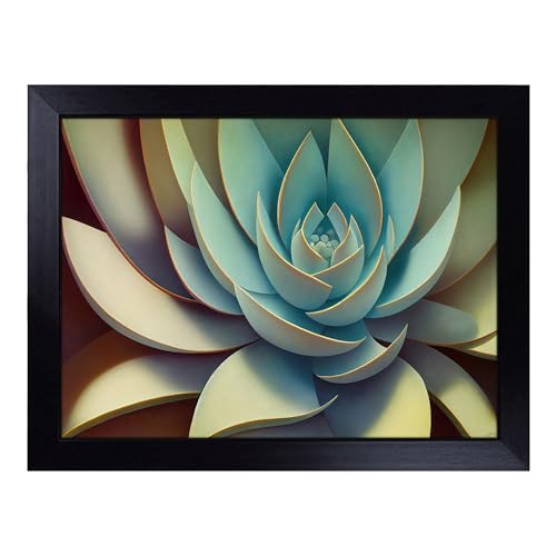 Lap Tray with Bean Bag Cushion, Phenomenal Succulent Plant - Handmade in the UK, Raised Wooden Edge, Padded Cushion, Heat-Resistant Wipe-Clean Surface, for Meals, Laptops and Crafts