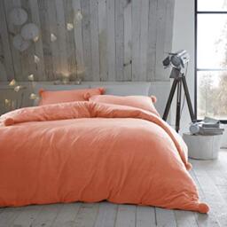 GC GAVENO CAVAILIA Pom Teddy Fleece Duvet Set Plain, Thermal Quilt Cover, Fuffly & Warm Bedding with Pillowcases, Polyester, Coral, Double