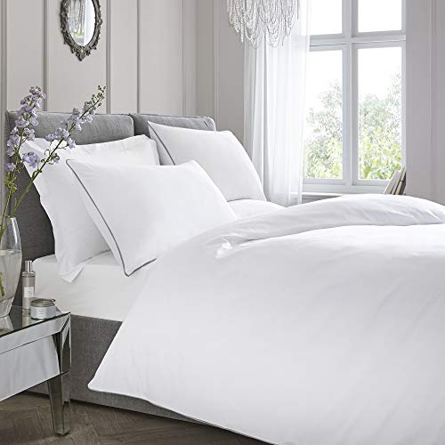 Appletree White Duvet Cover Set – King 230x220cm – 100% Cotton – 200 Thread Count – Piped Edges – Soft Luxury Bedding – 2 Pillowcases – Hotel Style – Elegant White Bedroom Set