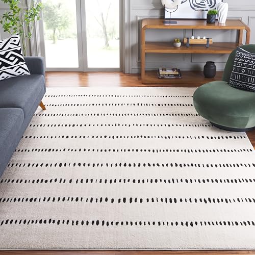 Safavieh Geometric Rug for Living Room, Dining Room, Bedroom - Melody Collection, Short Pile, in Ivory and Black, 244 X 305 cm