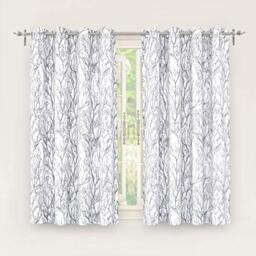 DriftAway Tree Branch Botanical Pattern Painting (Black) out Room Darkening Thermal Insulated Grommet Lined Window Curtains 2 Panels 2 Layers Each 52 Inch by 54 Inch (Gray)