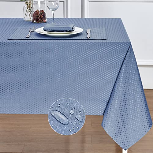 HomeJoy Light Blue Jacquard 60x144 Inch Rectangle Polyester Tablecloth - Waterproof, Stain Resistant, Wrinkle proof, Washable, fabric, Outdoor, TableCover, Dining, Wedding, Kitchen, Party, Birthday