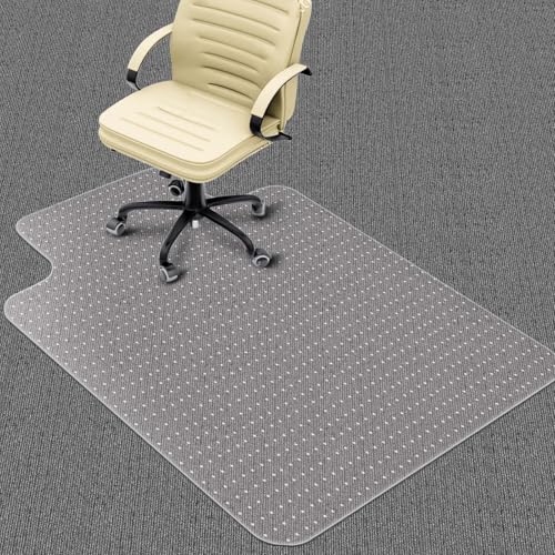"Heavy Duty Office Chair Mat for Carpet Floors & Desk Mat for Carpeted Floors - Clear Floor Protector with Extended Lip - Slip-Resistant, Easy Glide 36""x48"" for Low/Flat Pile - Home, Office & Gaming"