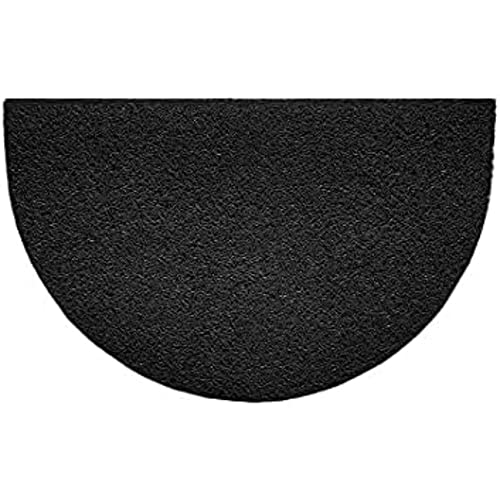 Nicoman Embossed Halfmoon Half Circle Door Mat Dirt-Trapper Jet-Washable Doormat 70x44cm (Black, PLAIN) - Use Outdoor ONLY