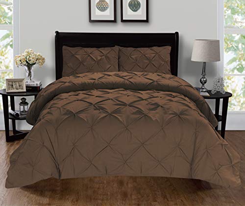 Elegant Comfort 2-Piece Pintuck Design Duvet Cover Set, (Insert Comforter Protector) Wrinkle-Free, Microfiber, Chocolate Brown, Twin XL