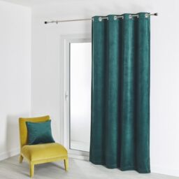 HomeMaison.com Plain Velvet Curtain 135 x 260 cm Peacock Blue