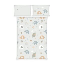 Herding Babybest Elephants Bed Linen, Pillowcase Approx. 40 x 40 cm, Duvet Cover Approx. 100 x 135 cm, with Smooth Zip, 100% Cotton