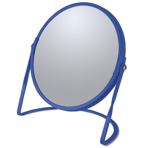 Spirella - Akira Standing Magnifying Mirror - Sturdy Steel - Double Sided with 5x Magnification and Classic Mirror - 360° Swivel - Royal Blue