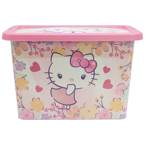 Hello Kitty Storage Box Click Lock Lid Toy Organiser 7L Plastic Storage - Durable easy-clean storage box for toys and accessories. Ideal for home, school and playroom use. 7 Liter