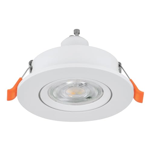 Eglo LED Recessed Spotlight Barranco, Ceiling Spot for Living Room, Adjustable Light in White Plastic, Warm White, Including GU10 Bulb