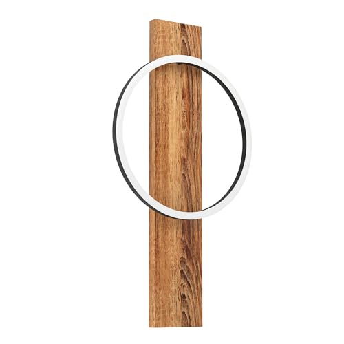Eglo LED wall lamp Boyal, 1-Light wall lamp Vintage, Rustic, Modern, Indoor wall Spotlight Made of Steel, Wood and Plastic, Living Room lamp, Hallway lamp in Black, Brown, White