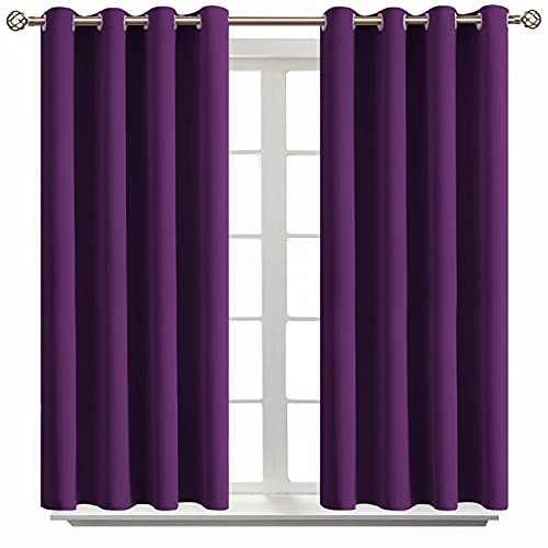 BGment Blackout Curtains - Grommet Thermal Insulated Room Darkening Bedroom and Living Room Curtain, Set of 2 Panels (52 x 54 Inch, Royal Purple)