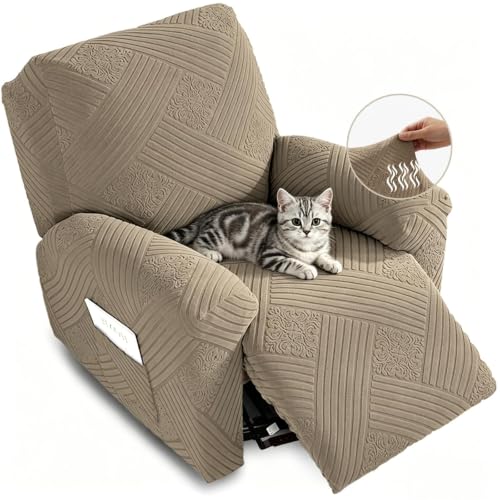 NORTHERN BROTHERS Recliner Chair Covers, Lazy Boy Recliner Covers, Recliner Cover, Cover for Recliner Chair, Recliner Covers That Stay in Place, Reclining Chair Cover, Khaki