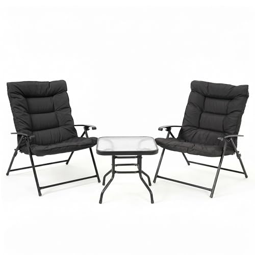 Mondeer Bistro Sets with 2 Foldable Cushioned Lounge for Garden