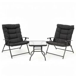 Mondeer Bistro Sets with 2 Foldable Cushioned Lounge for Garden