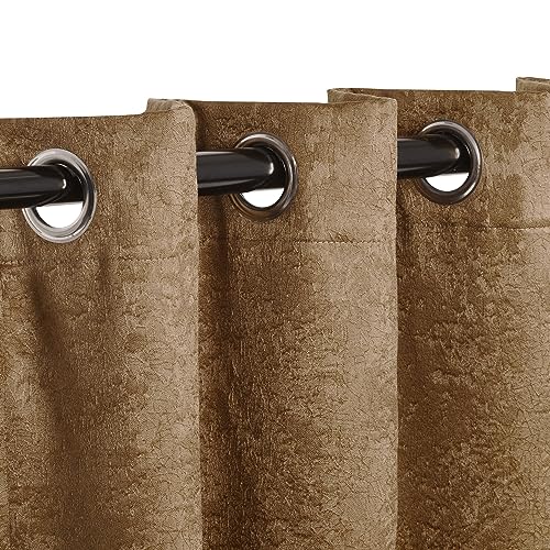 "Superior Blackout Curtains, Insulated, Sun Blocking Curtain for Bedroom, Farmhouse, Living Room Window, Thermal Woven, Senna Collection, Set of 2 Panels, 6 Grommets, 42"" x 63"", Brown"