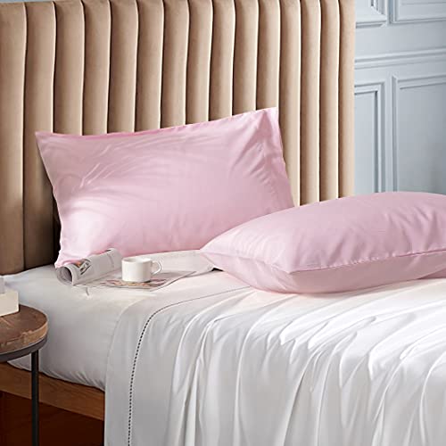 "Evolive Ultra Soft Brushed Microfiber Standard Size 20""x30"" Pillowcases Pair Set of 2 with Envelope Closure (Pink, 20""x30"" Standard)"