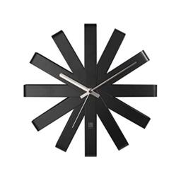 "Umbra Ribbon Modern 12"" Wall Clock, Silent Non Ticking Battery Operated Quartz Movement, Black"