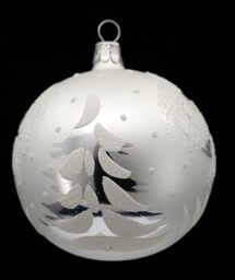 Set of 6 Baubles (Diameter 8 cm) Hand-Blown and Decorated Glass Baubles for Christmas Tree Decoration