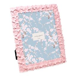 Laura Ashley 8x10 Pink Flower Textured Hand-Crafted Resin Picture Frame with Easel & Hook for Tabletop & Wall Display, Decorative Floral Design Home Décor, Photo Gallery, Art, More (8x10, Pink)
