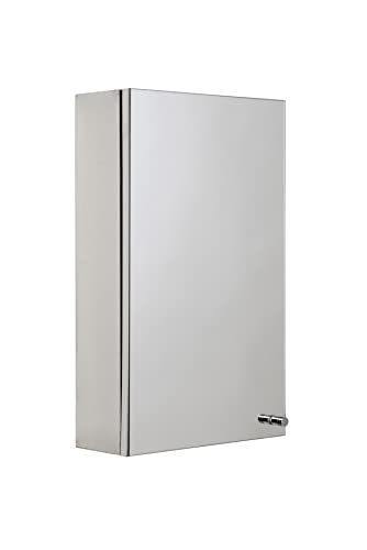 Croydex Carra Stainless Steel Bathroom Mirror Cabinet - Bathroom Wall Cabinet with One Fixed Shelf, Mirrored Door and Fully Assembled (50x30cm)