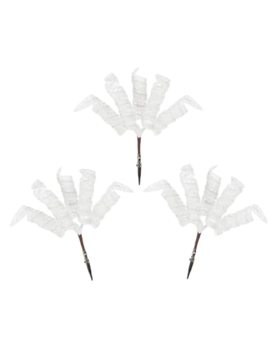 Set of 3 White Glitter Spiral Christmas Tree Picks, 18cm Sprays - 3 white glitter spiral picks, 18cm Christmas tree sprays for wreaths, garlands, floral arrangements and festive displays