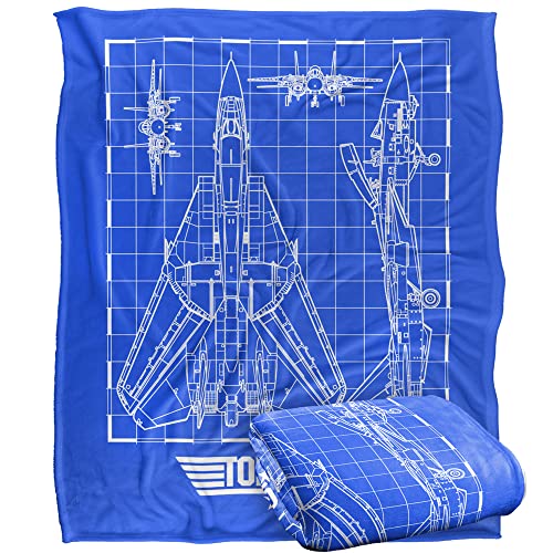 "Top Gun Blanket, 152 x 127 cm Plane Blueprint Silky Touch Super Soft Throw Blanket, 50"" x 60"""