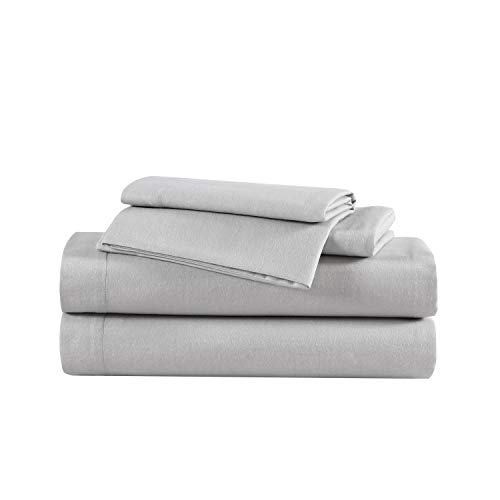 Eddie Bauer - Twin Sheets, Cotton Flannel Bedding Set, Brushed for Extra Softness, Cozy Home Decor (Grey, Twin)