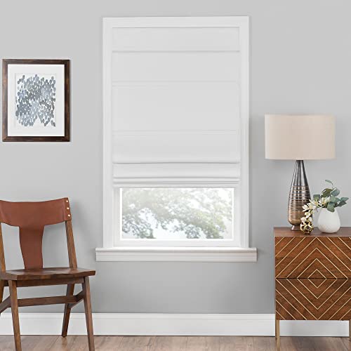 Cordless Roman Shades for Windows - 29 Inch Width x 64 Inch Length (White) - Blackout Polyester Window Privacy Blinds for Bedroom, Kitchen & Dining Room by Achim Home Décor