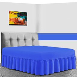 GC GAVENO CAVAILIA Percale Extra Deep Fitted Valance Sheet, Non Iron Frilled Sheets, Easy Care Plain Dyed Bedding 180 TC, Double, Royal Blue