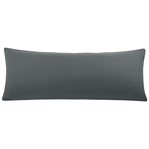PiccoCasa Brushed Body Pillowcases with Roll Rim, Soft Breathable Delicate Piping Pillow Covers with Zipper Closure Dark Grey 50x120cm (4ft.)
