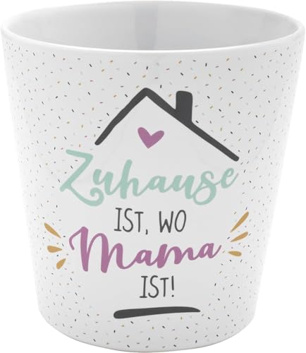 Gruss & CO Flower Pot with Home Motif, Stoneware Flower Planter, Height 10.5 cm, with Saying and Gift Bandole, Gift Flowers, Birthday, 47525