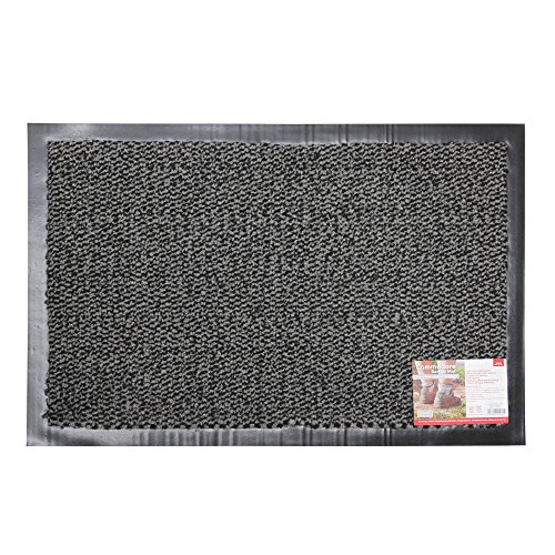 JVL Heavy Duty Commodore Vinyl Backed Barrier Door Floor Mat - 40 x 60cm, Grey