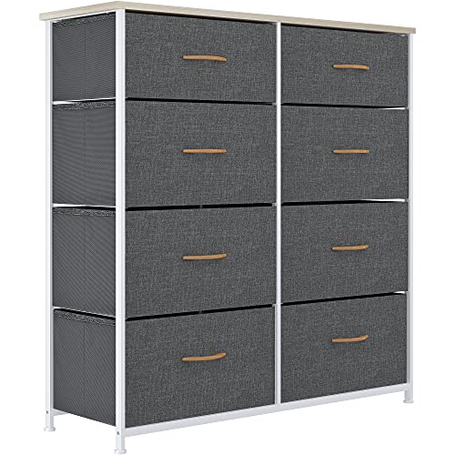 YITAHOME Chest of Drawers, Cationic Fabric 8-Drawer Storage Organizer Unit for Bedroom Living Room Closet, Sturdy Steel Frame, Easy Pull Fabric Bins & Wooden Top, Fabric Dresser