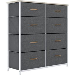 YITAHOME Chest of Drawers, Cationic Fabric 8-Drawer Storage Organizer Unit for Bedroom Living Room Closet, Sturdy Steel Frame, Easy Pull Fabric Bins & Wooden Top, Fabric Dresser