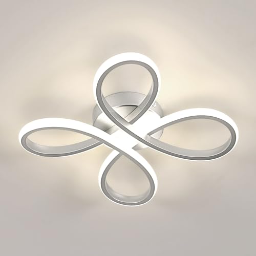 Comely Modern LED Ceiling Light, 30W 3375LM Ceiling Lamp Fixture 4500K Natural Light Lighting for Bedroom, Living Room, Dining Room, Kitchen, 30cm, Silver