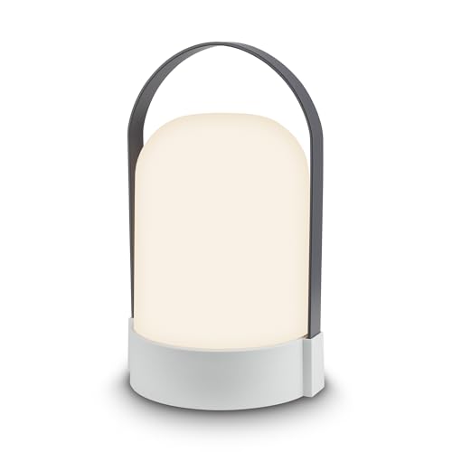 BRILONER - Rechargeable Table Lamp, 3-Level Dimmer, Memory Function, IP44, USB-C Charging Cable, Night Light, Battery Lamp, LED Light, 14.5 x 13.5 x 24 cm, Light Grey Anthracite