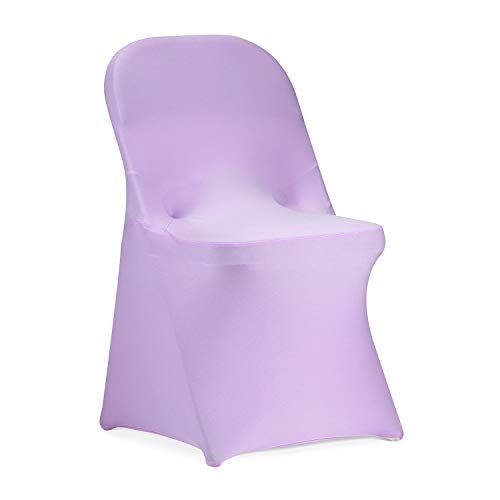 Peomeise Stretch Spandex Folding Chair Cover for Wedding Party Dining Banquet Event (6, Lavender)