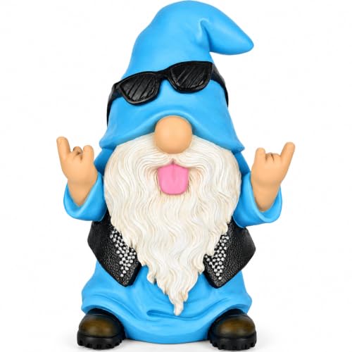 Mood Lab Garden Gnome - Rocker Gnome Statue - 9.25 Inch Tall Lawn Figurine - for Outdoor or House Decor - Funny Yard and Patio Decoration