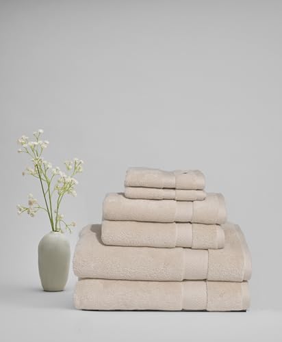 Royal Velvet Signature Solid Towel Sets Ivory Cotton 6-Piece 6 Piece Set Towel, solid themed, for Men and Women, OEKO-TEX Certified Confidence