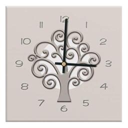 Mareli Wall Clock, Covered with printed paper, Tree of Life Beige, 30x30