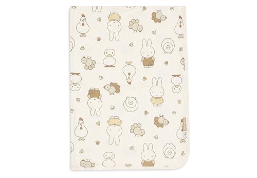 Jollein Jersey Baby Blanket - Miffy Family Farm - 75x100cm - 100% Jersey Cotton - Baby Cradle Blanket - 1.0 TOG - OEKO-TEX Certified