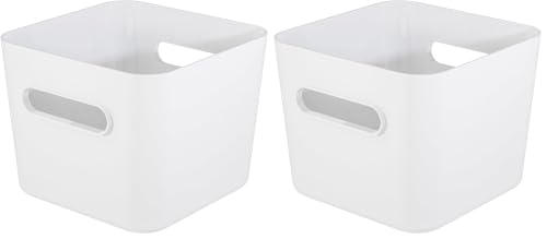 SmartStore Square L Storage Container 4.7 L - White - Kitchen, Bathroom, Office, Pantry, Fridge Organizer - Bin with Handles - Food Safe and BPA Free - 10 Year Guarantee - L20 x W20 x H16 cm