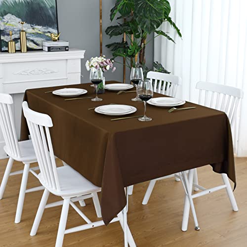 FOLINS&HOME Brown Rectangle Tablecloth 60 x 84 Wrinkle Free Waterproof Polyester Table Cloths, Spillproof Heavy Duty and Washable Table Cover for Party, Banquet, Indoor and Outdoor-Oblong/Rectangular