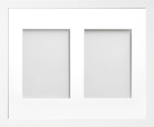 Frame Allington Range 14 x 11 Inches White Picture Photo Frame with White 2-Aperture Mount for Image Size 7 x 5 Inches (Portrait)