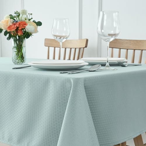 maxmill Square Jacquard Tablecloth Waterproof Spillproof Wrinkle Resistant Soft Weaved Design Table Cloth for Dinner and Party Washable Fabric Cover, Indoor Outdoor Use, 60 x 60 Inch, Dusty Blue