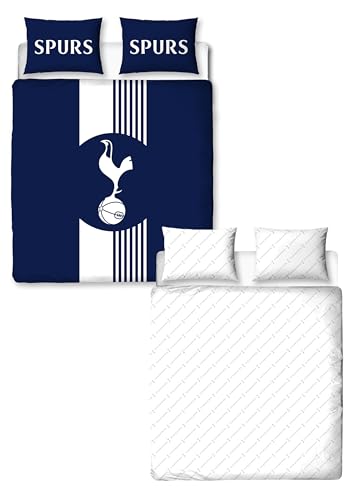 Tottenham Hotspur FC Official Double Duvet Cover Set, Geometric Design - Blue Reversible 2 Sided Football Bedding Cover Official Merchandise Including Matching Pillow Cases