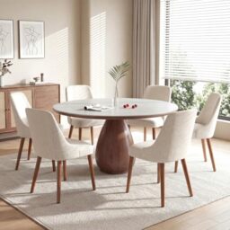 Dining Chairs Set of 6, Upholstered Dining Room Chairs with Ergonomic High Back, Thick Padded Seat, Skin-Friendly Fabric, Solid Wood Frame Kitchen Chairs for Dining Room, Kitchen, Living Room, Beige