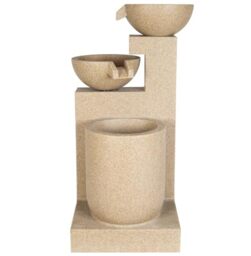 Easy Fountain Dune Falls Water Feature – Mains Powered, No Plumbing, Outdoor Garden Fountain with Recirculating Pump and LED Lights, Stone Effect Polyresin, Patio & Garden