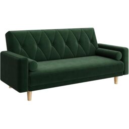 Yaheetech Convertible Click Clack Sofa Bed with 2 Bolster Pillows, Green